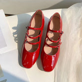 Handgefertigte Mary Jane Schuhe 40mm Dreifachriemchen Pumps Blockabsatz